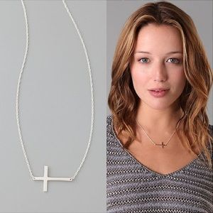 Jennifer Zeuner Sterling Silver Horizontal 1” Cross Necklace